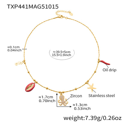 B廠【TXP441】5A鋯石八爪魚海洋風DIY多配件吊墜手鍊腳鍊項鍊不鏽鋼套裝
 25.10-4