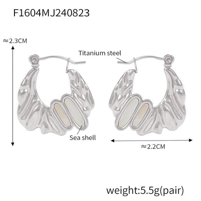 B廠【F1604】歐美不規則時尚18k金貝殼耳環輕奢復古鈦鋼耳扣chic風不掉色耳環 24.08-5