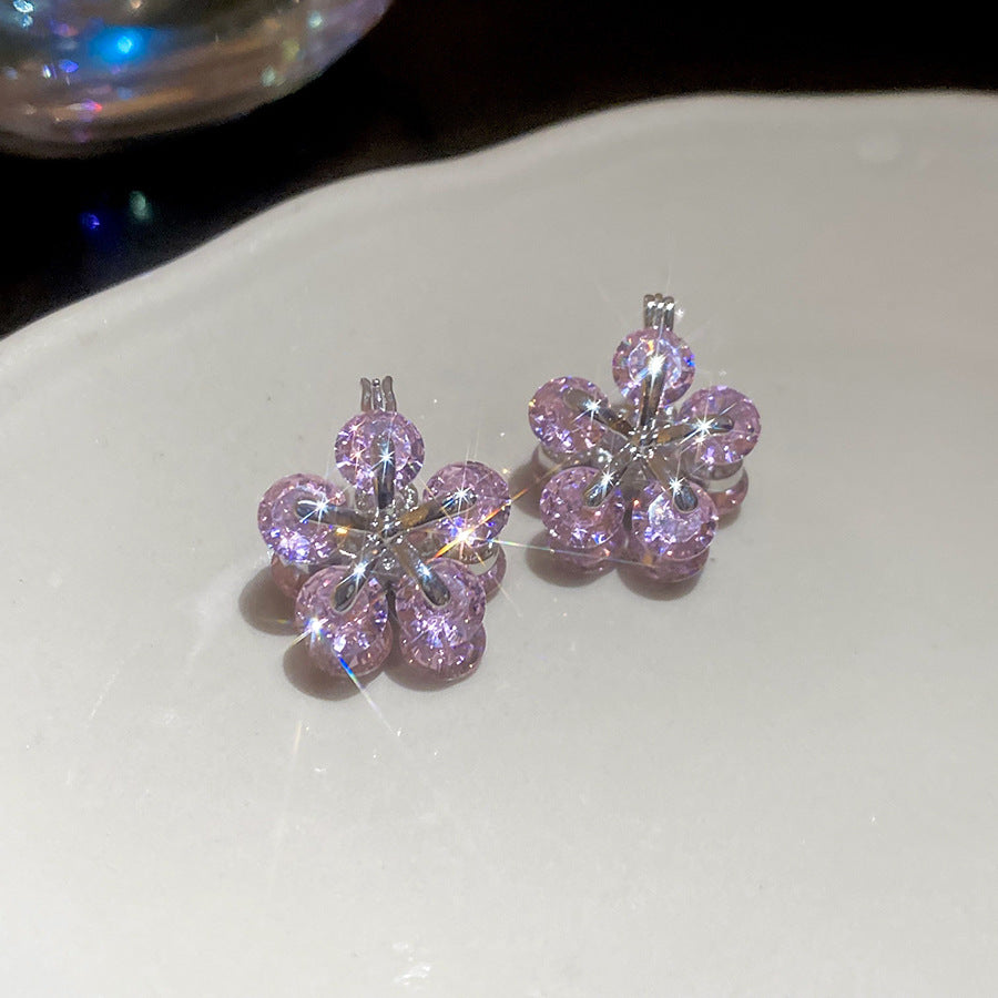 A廠【WE5046】韓系ins鋯石花朵雙面耳扣溫柔甜美小眾氣質耳環輕奢高級感耳飾女
 25.11-1