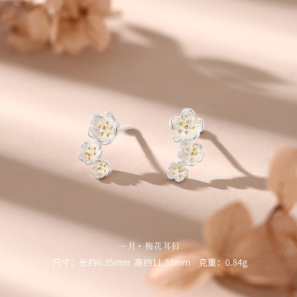 D廠【YC3383E】 足銀S999十二花神耳釘耳飾
 26.09-4