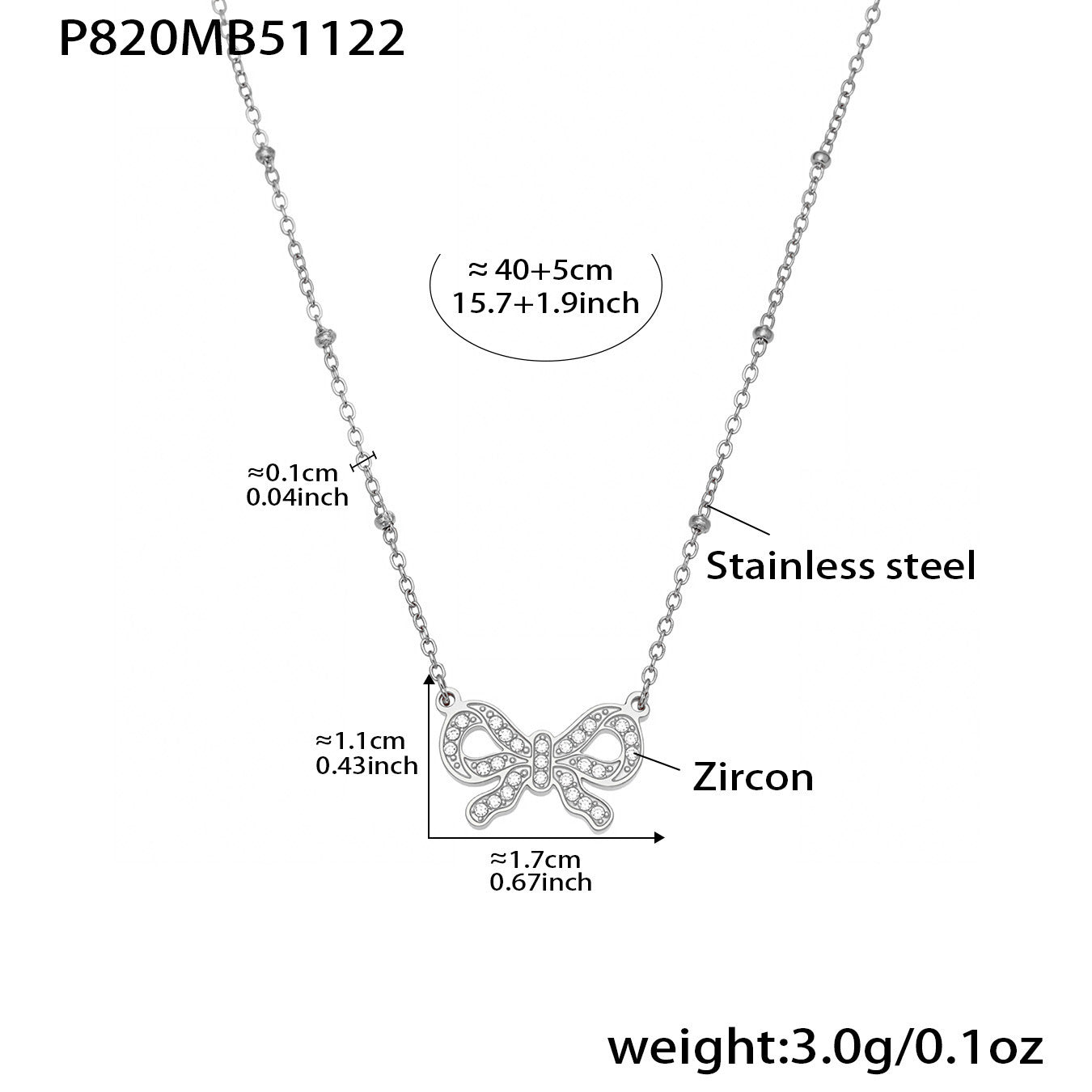B廠【P820】不銹鋼滿鑽愛心皇冠鋯石多配件吊墜 夾珠鏈條項鍊鍍18k真金不掉色
 25.11-4
