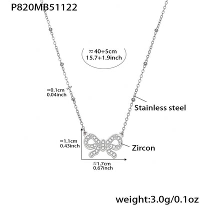 B廠【P820】不銹鋼滿鑽愛心皇冠鋯石多配件吊墜 夾珠鏈條項鍊鍍18k真金不掉色
 25.11-4