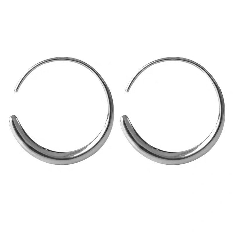 F廠【DQ10429E】通體S925純銀韓版素圈耳環女個性線耳圈C形實心百搭耳飾潮
 25.09-1