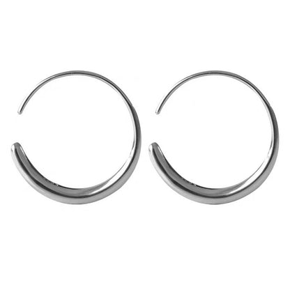 E廠【DQ10429E】通體S925純銀韓版素圈耳環女個性線耳圈C形實心百搭耳飾潮
 25.09-1