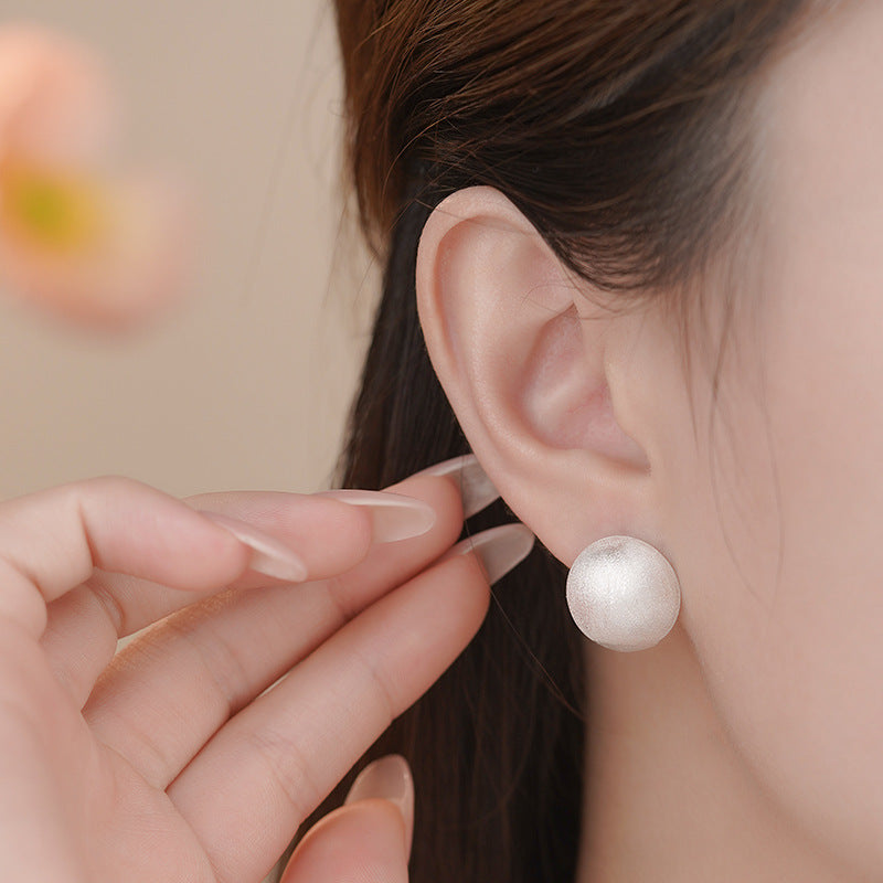 E廠【YC3802E】足銀S999圓形拉絲耳環幾何簡約輕奢質感文藝百搭小眾高級耳飾
 25.11-1