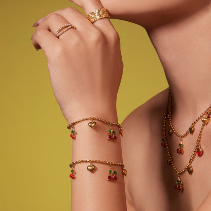 B廠【TXP471】跨境新款清新可愛櫻桃吊墜流蘇項鍊手鍊耳環 小巧百搭首飾
 25.11-3