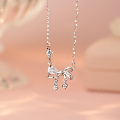 D廠【YC0648N】S999足銀蝴蝶結項鍊小眾高級感甜美在逃公主精緻鎖骨鏈 25.03-3