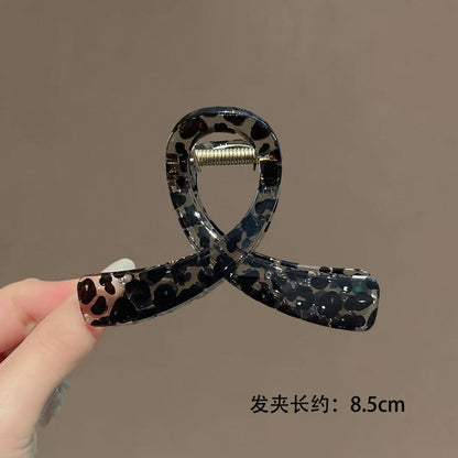C廠【X547】黑豹紋抓夾透色高級感大盤髮夾後腦勺半扎鯊魚夾髮飾新款髮夾女 26.07-1「C廠-單筆結帳需滿，NT$500出貨(不含運費)」
