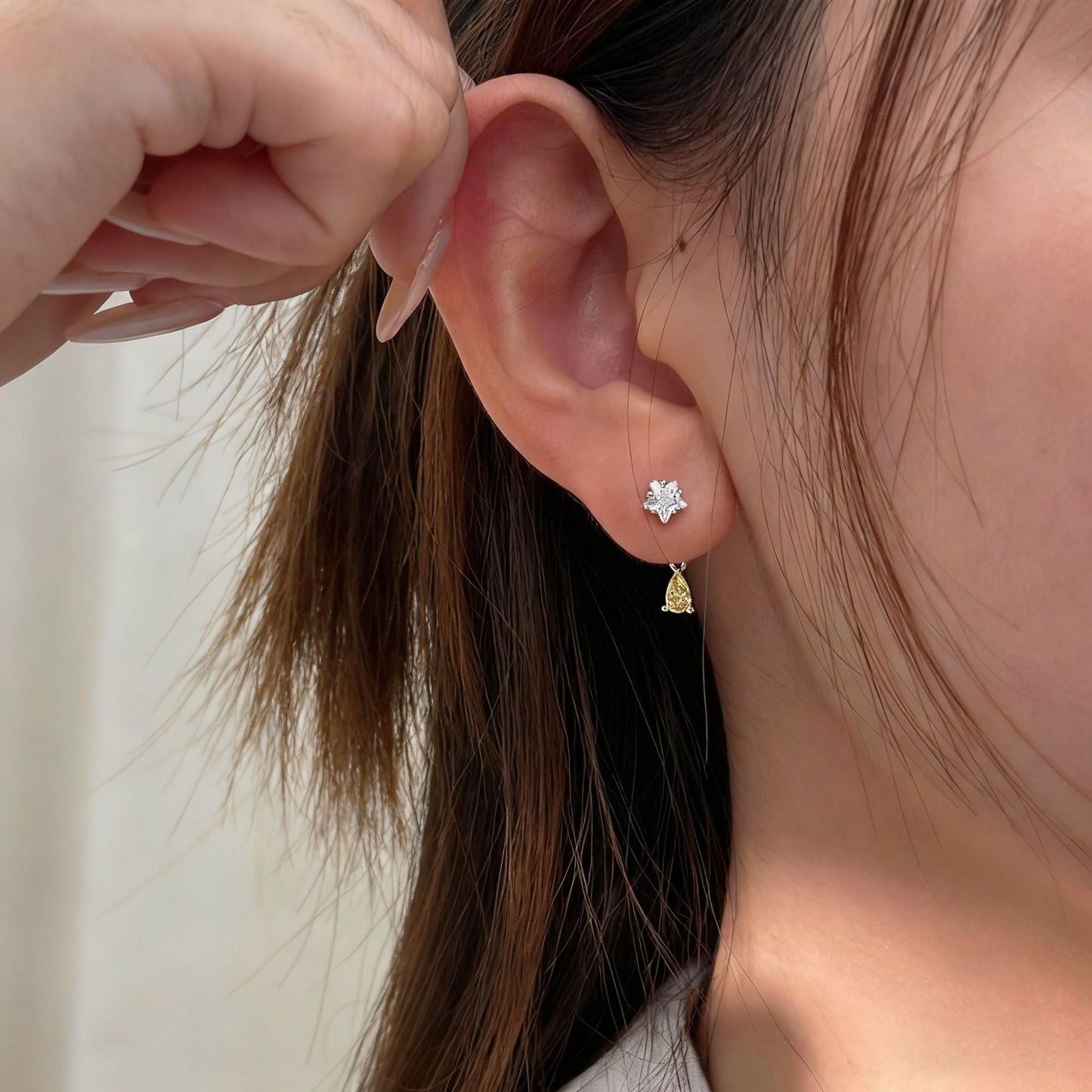 F廠【XDQ10316E】通體925純銀後掛式水滴耳環女小眾設計感精緻鋯石耳飾
 25.10-5