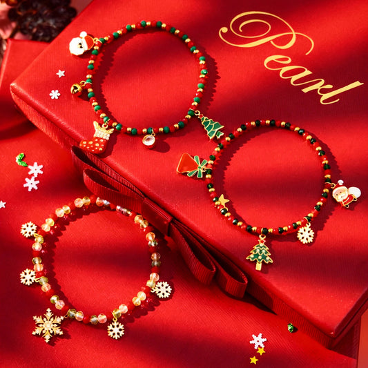 B廠【E066】歐美聖誕節滴油鋯石飾品手工天然石串珠手鍊DIY聖誕樹多配件組合
 25.12-3