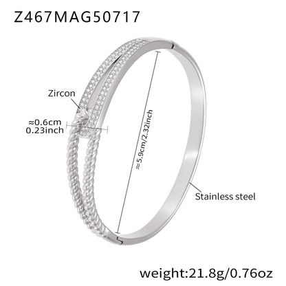 B廠【Z467】不鏽鋼回字四方焦石卡扣手鐲項鍊18k金個性百搭珠寶首飾 25.07-4