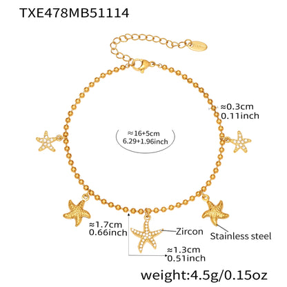 B廠【TXP478】跨境新款不鏽鋼鋯石海星吊墜耳環項鍊手鍊套組簡約鑲鑽配件
 25.11-3