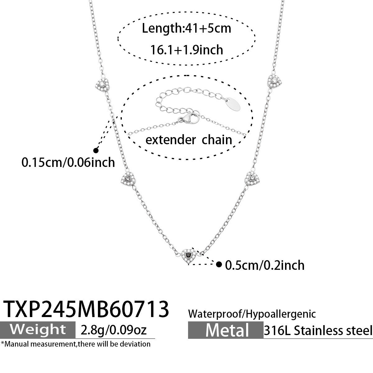 B廠【TXP245】歐美新款不銹鋼鍍18k金 多巴胺系列滿鋯石愛心吊墜項鍊手鍊女飾品
 26.07-4