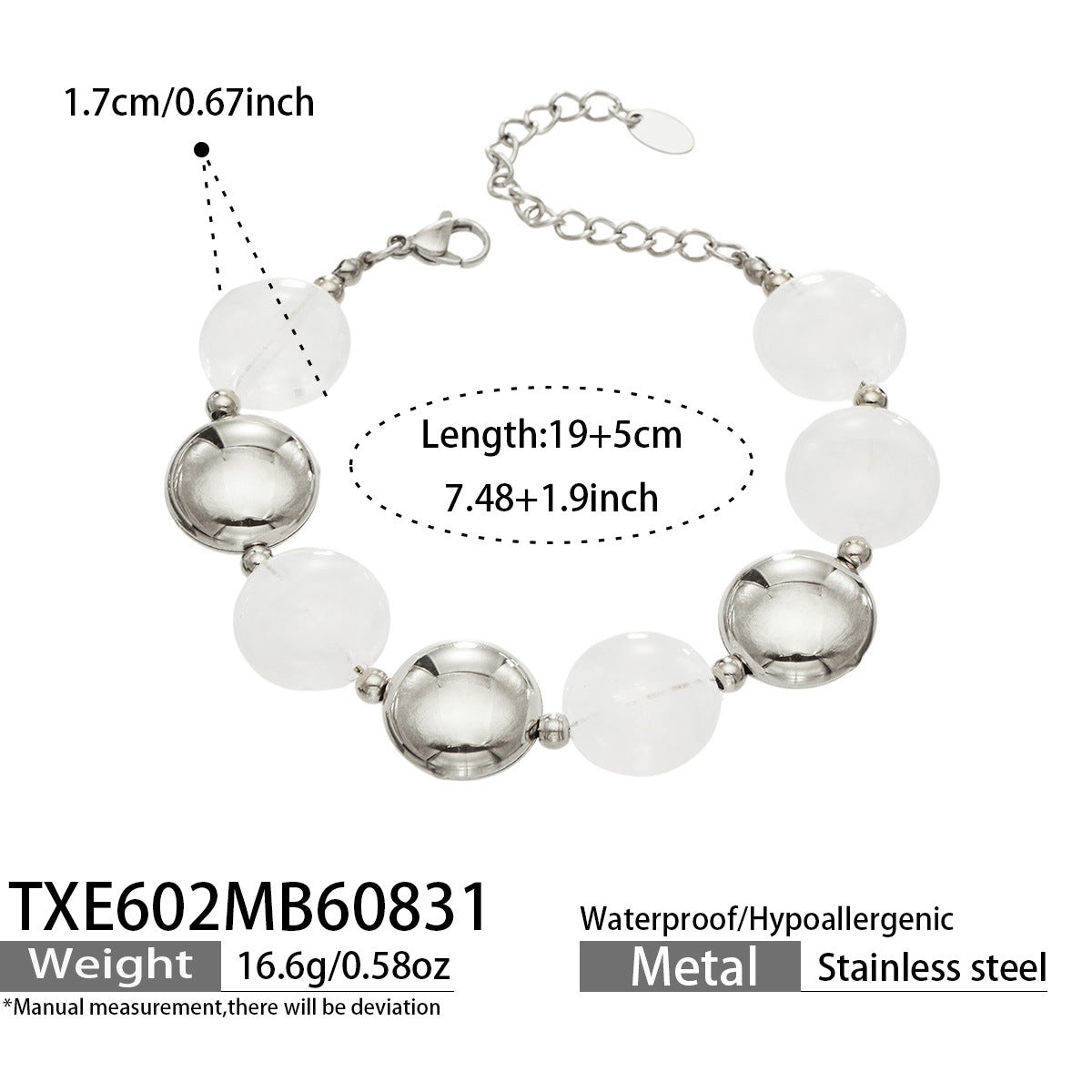 B廠【TXP602】跨境時尚復古鈦鋼樹脂圓珠女個性設計感氣質手鍊鎖骨鏈套裝 26.09-1