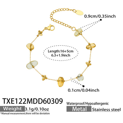 B廠【TXP120】歐美輕奢簡約個性天然碎石手工鍊項鍊手鍊套組不銹鋼鏈條鍍18k金
 26.03-3