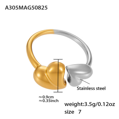 B廠【A293】小眾設計精緻戒指組合輕奢幾何愛心造型指環不銹鋼材質飾品 25.08-5