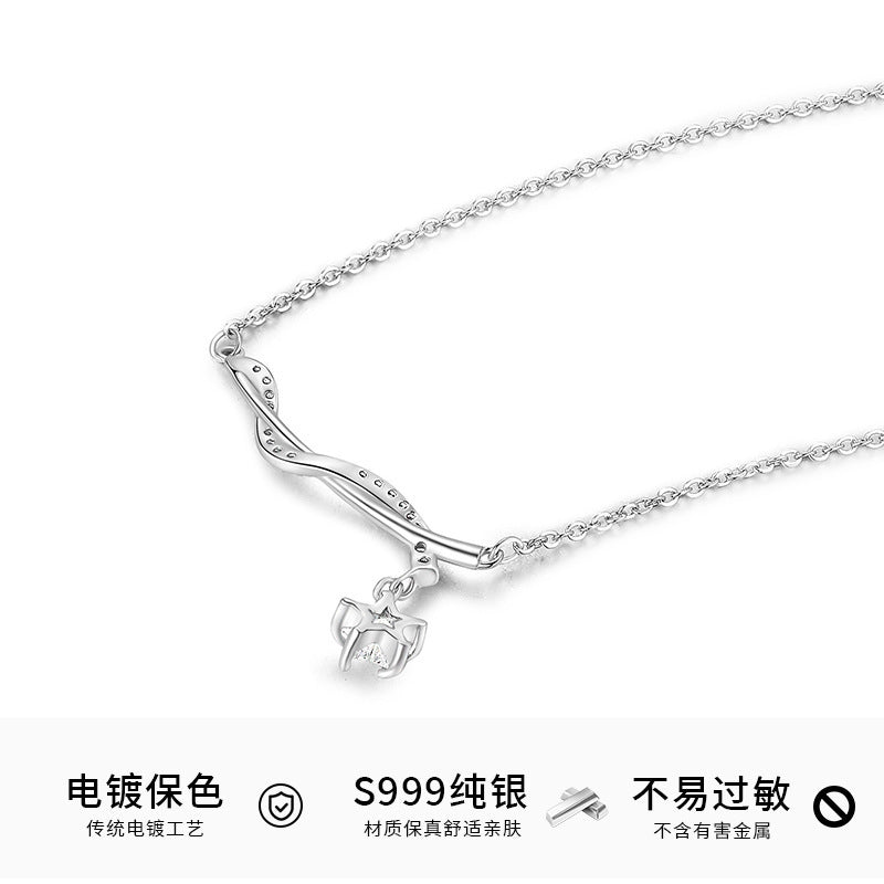 F廠【DQ0775N】足銀999小眾設計感纏繞星星項鍊女簡約五角星閃鑽仙氣鎖骨鏈 25.05-3
