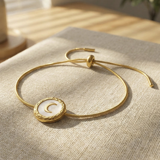 B廠【E163】跨國熱銷白貝母月亮手鍊 chic輕奢小眾設計感潮手鍊時尚氣質手飾
 26.02-1