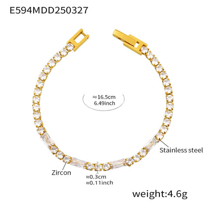 B廠【E594】時尚輕奢方形多色鋯石手鍊ins鑲鑽手飾不銹鋼材質飾品 25.04-1