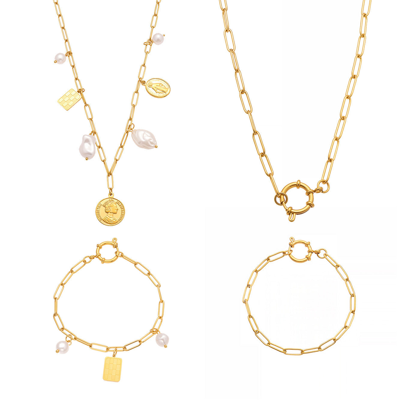 B廠【TXP456】不鏽鋼異形膠珠圓牌女王DIY多配件珠寶扣手鍊項鍊飾品套裝
 25.10-5