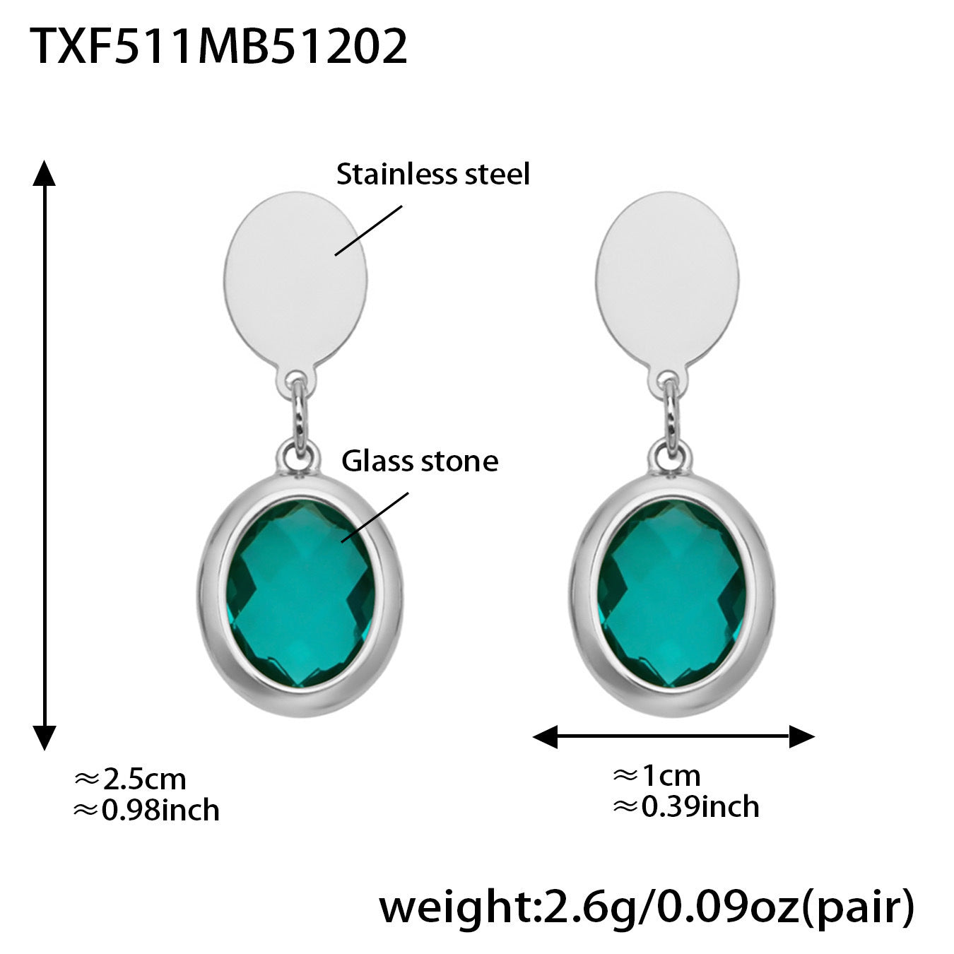 B廠【TXP511】不鏽鋼幾何橢圓切面玻璃石包邊項鍊手鍊耳環組鍍18k金跨國首飾
 25.12-2