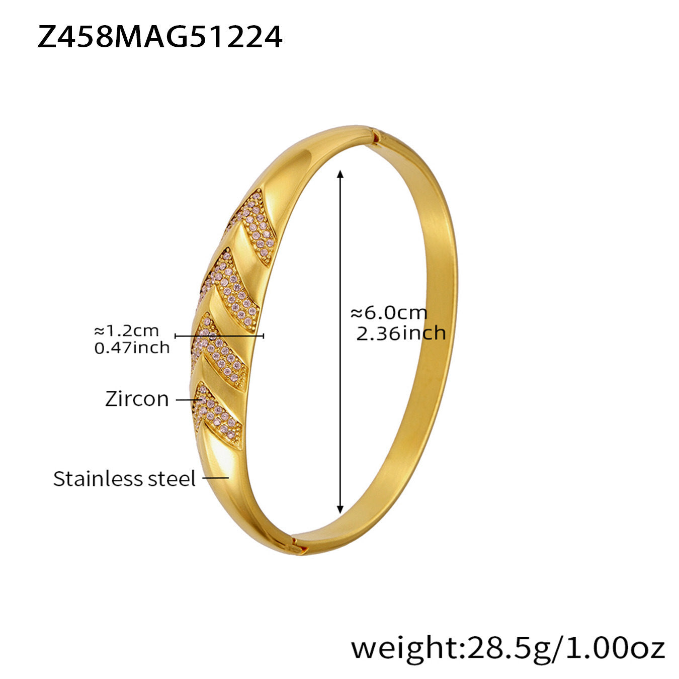 B廠【Z086】不鏽鋼5A鋯石幾何形手鐲鍍18k真金多手環組合 跨國時尚百搭首飾
 26.01-1