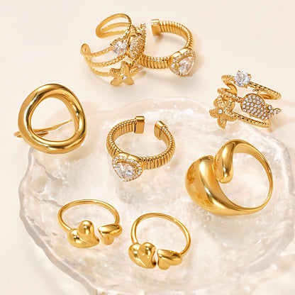 B廠【A293】小眾設計精緻戒指組合輕奢幾何愛心造型指環不銹鋼材質飾品 25.08-5