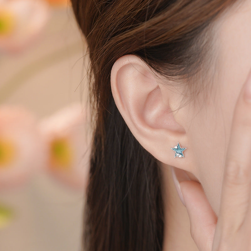 E廠【YC3221E】足銀S999藍色海星耳環新款簡約度假風清新小眾設計個性耳飾
 25.11-1