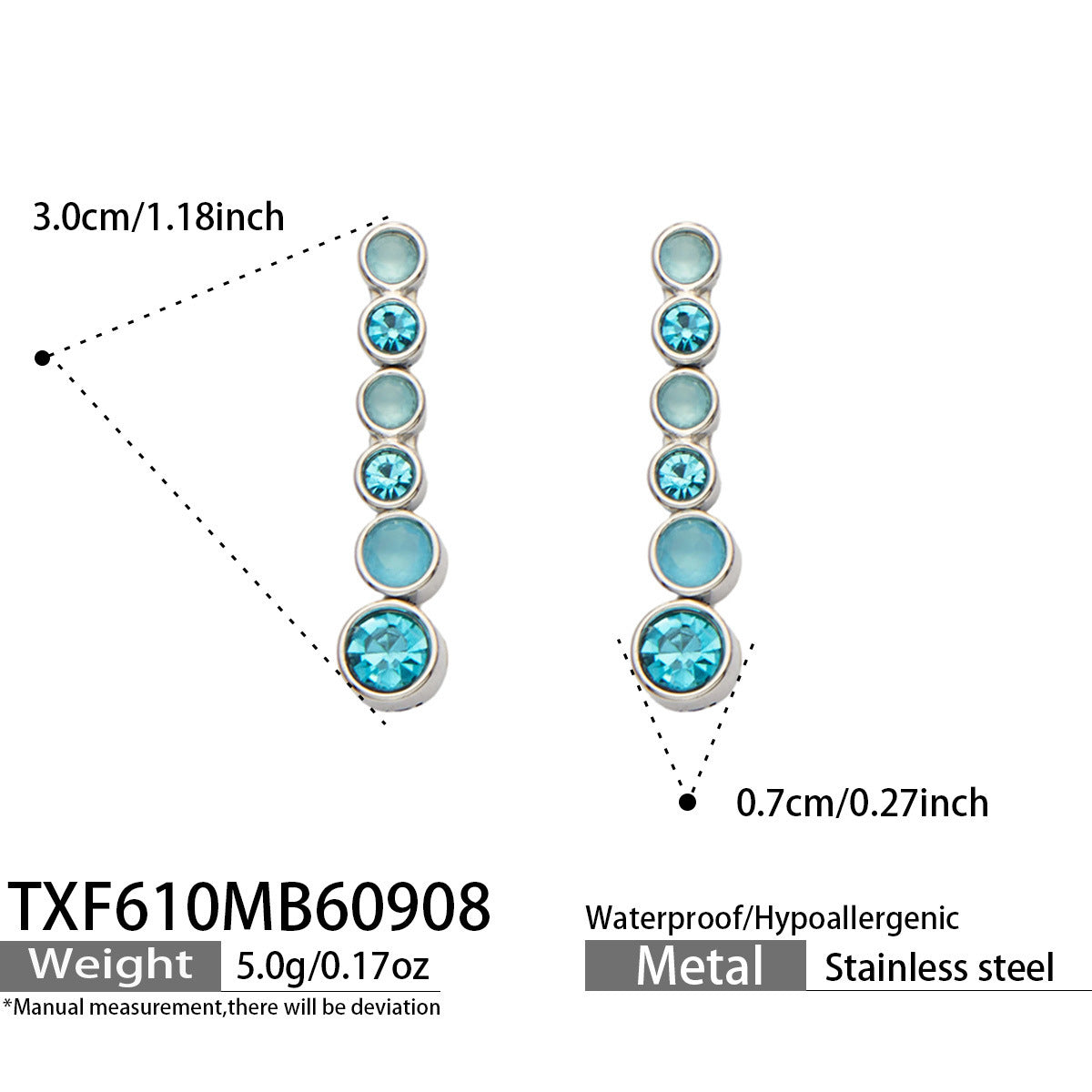 B廠【TXP610】跨境歐美不銹鋼鍍金圓形鋯石項鍊高級感簡約手鍊耳環可疊戴飾品女
 26.09-3