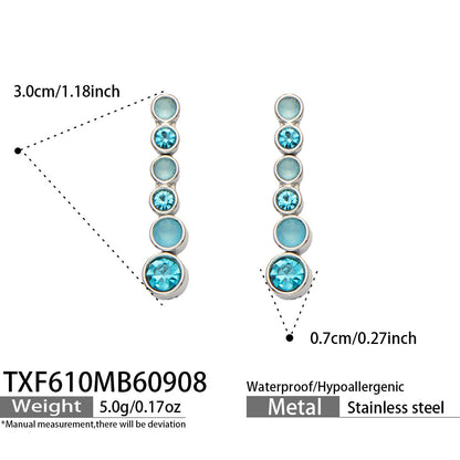 B廠【TXP610】跨境歐美不銹鋼鍍金圓形鋯石項鍊高級感簡約手鍊耳環可疊戴飾品女
 26.09-3