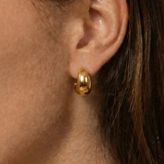 B廠【F023】歐美ins小眾設計半圓C型耳環不鏽鋼材質鍍18k真金個性簡約耳環女
 26.01-2