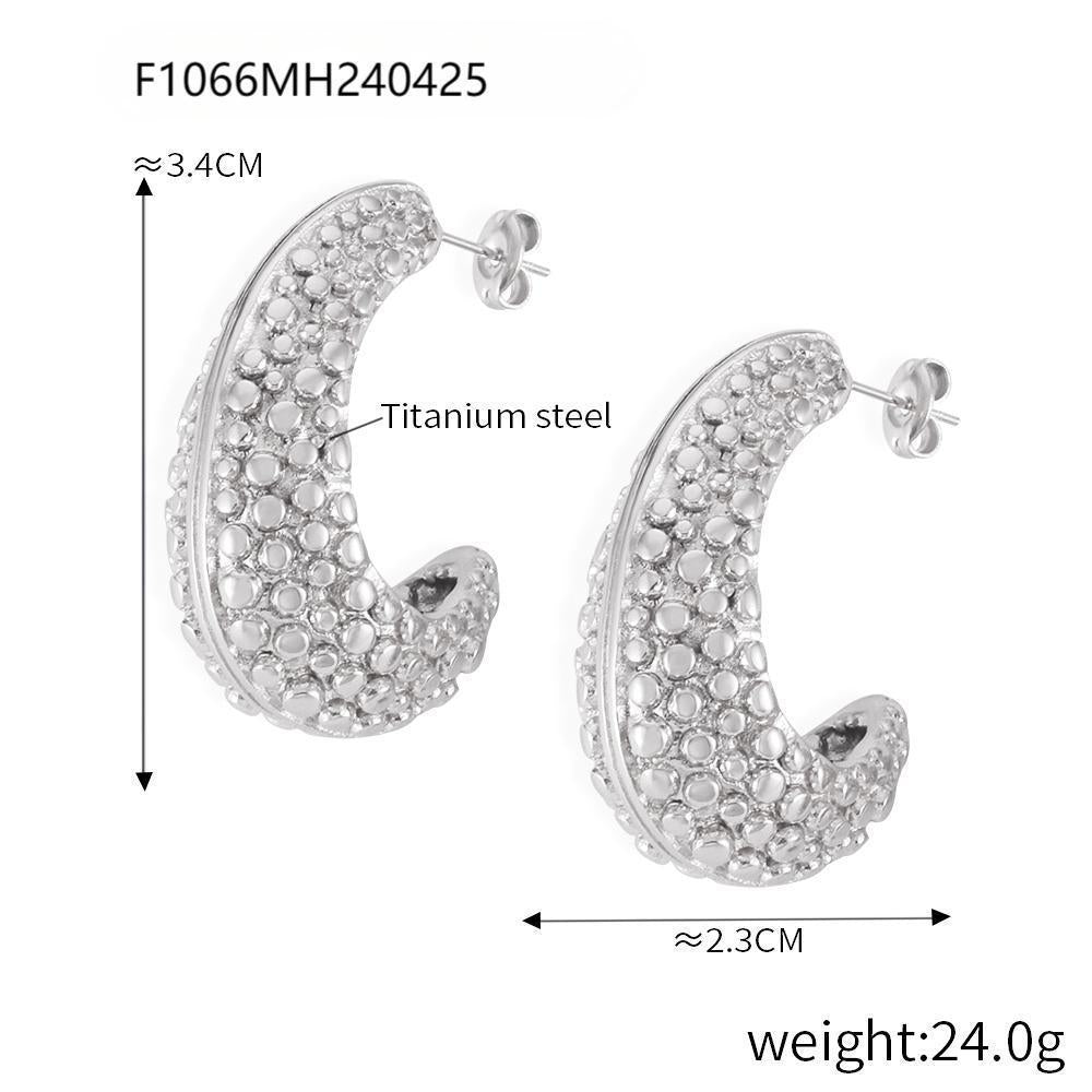 B廠【F1056-F1069】時尚創意個性設計耳環歐美風格鏤空紋理鈦鋼鍍金耳環輕奢百搭飾品 24.05-1