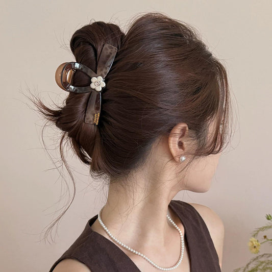 C廠【X112】高品質豹紋花朵抓夾簡約小眾百搭高級感女後腦勺盤髮鯊魚夾子髮夾
 26.04-3