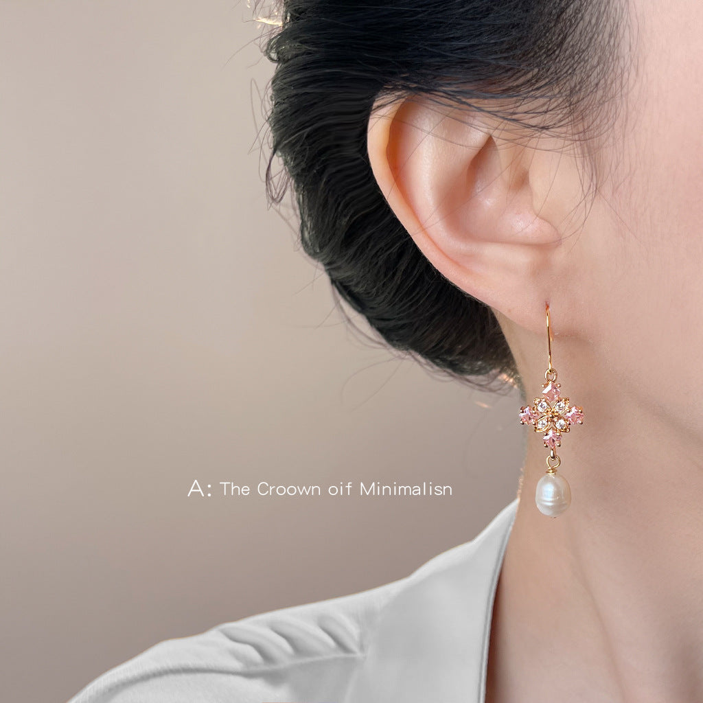 C廠【7045】淡水珍珠微鑲鋯石清新甜美小香風新款耳環飾品水滴耳環女
 25.11-1