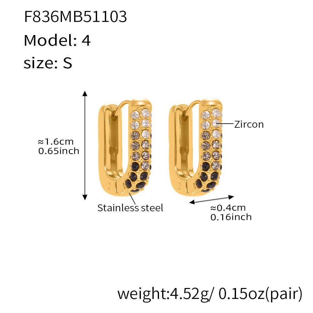 B廠【F836】跨國新款彩色5A鋯石長款U型耳扣耳圈不鏽鋼鍍18k真金不掉色
 25.11-2