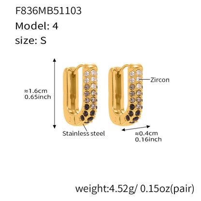 B廠【F836】跨國新款彩色5A鋯石長款U型耳扣耳圈不鏽鋼鍍18k真金不掉色
 25.11-2