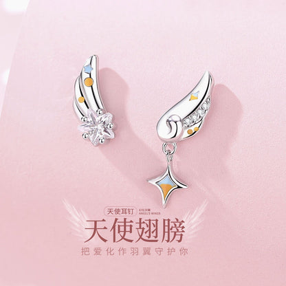 E廠【DQ2423N】原創天使翅膀項鍊女S925純銀輕奢高級感小眾百搭羽翼銀飾套裝
 26.04-1