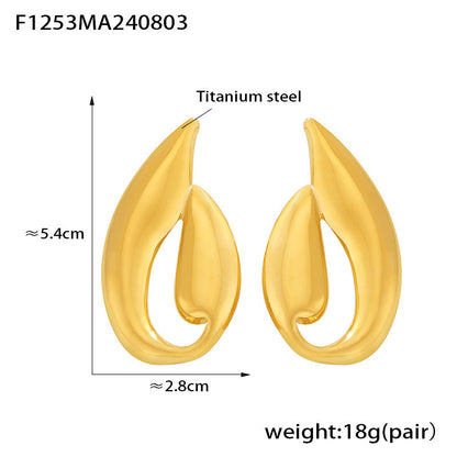 B廠【F1253】歐美重工異形光面不規則耳環獨特設計鈦鋼鍍18k金誇張冷淡風飾品 24.08-3