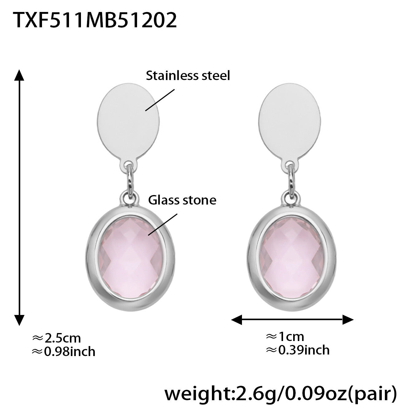 B廠【TXP511】不鏽鋼幾何橢圓切面玻璃石包邊項鍊手鍊耳環組鍍18k金跨國首飾
 25.12-2