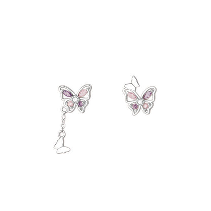 D廠【YCT_YC3467E】足銀S999銀針甜美蝴蝶流蘇冰花鋯耳環森系高級多巴胺韓風耳飾
26.06-2