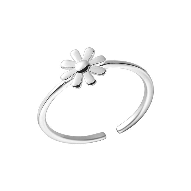 E廠【XDQ8412R】S925純銀日韓時尚小雛菊戒指女甜美小清新花朵氣質開口指環潮 26.07-1