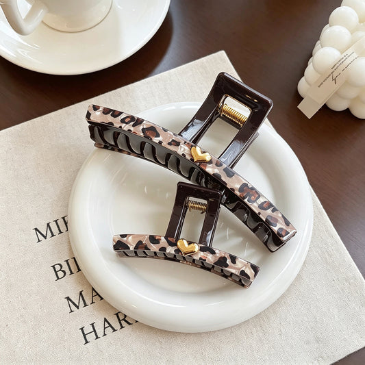 C廠【X156】復古豹紋醋酸愛心抓夾大號女後腦勺盤髮鯊魚夾子時尚髮夾髮卡髮飾
 26.04-4
