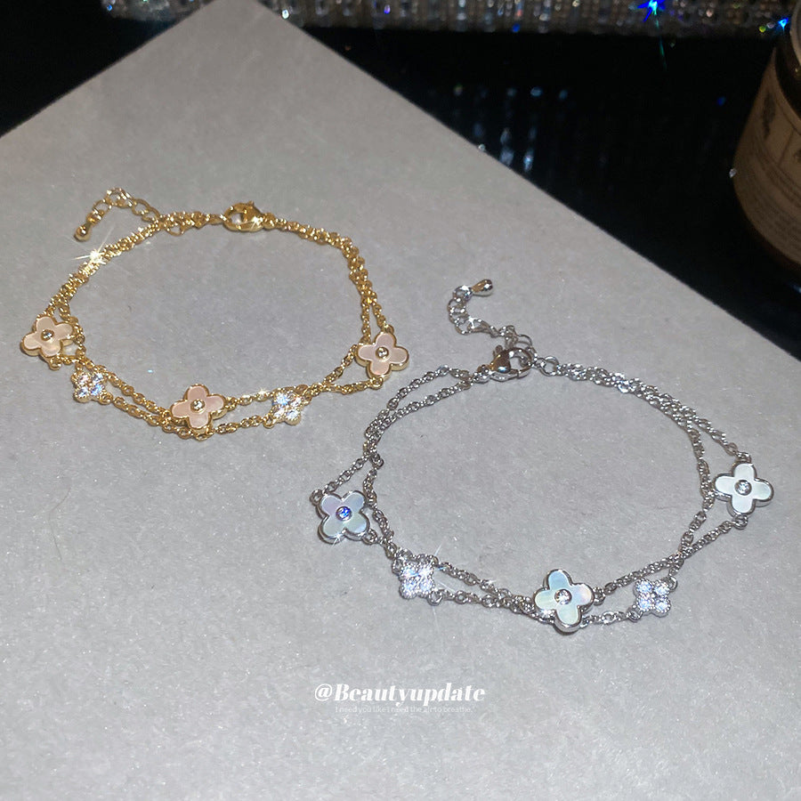 A廠【WB1740】18K真金電鍍花朵可調式手鍊簡約時尚日常百搭手環輕奢高級感手飾
 25.10-5