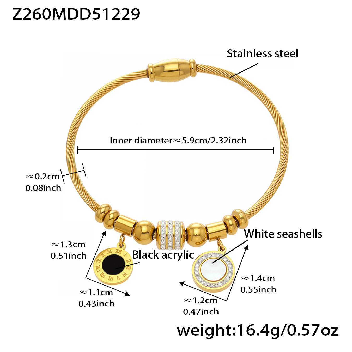 B廠【Z260】不鏽鋼羅馬數字滴油十字卡扣手鐲多款造型手環組合飾品鍍18k真金
 26.01-1