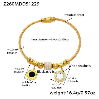 B廠【Z260】不鏽鋼羅馬數字滴油十字卡扣手鐲多款造型手環組合飾品鍍18k真金
 26.01-1