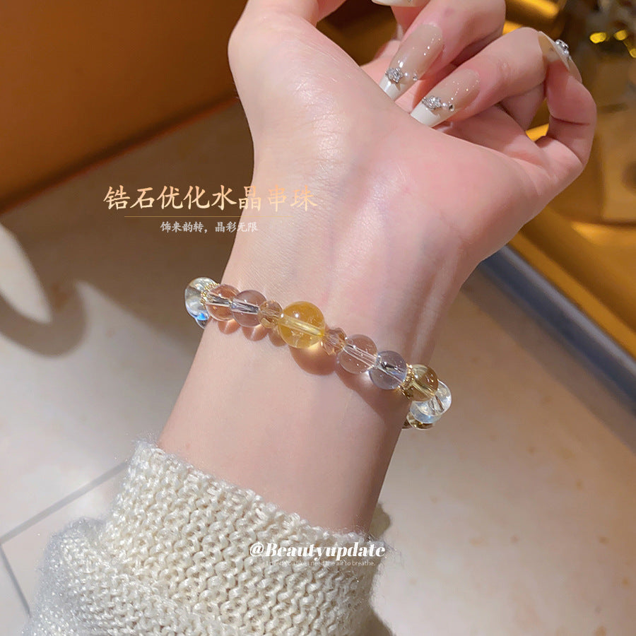 A廠【HB4091】鋯石優化白水晶串珠手鍊輕奢高級感時尚百搭手串設計感小眾手飾女 25.07-2