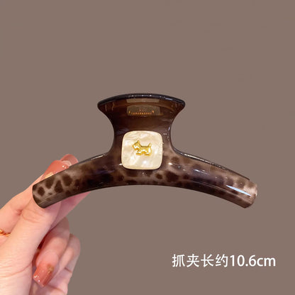 C廠【X84】高品質豹紋小狗抓夾大號高級感鯊魚夾子後腦勺盤髮復古髮夾頭飾女
 26.04-3