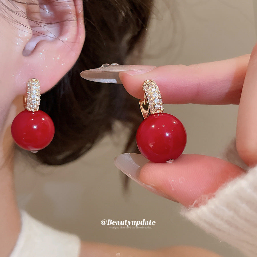 A廠【HE29223】新款鋯石圓形吊墜珍珠耳環輕奢高級感耳環日常通勤簡約耳環耳環飾女
 25.11-1