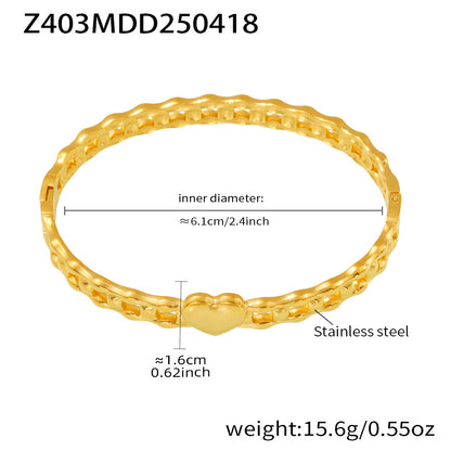 B廠【Z403】歐美飾品不鏽鋼鏤空手環設計愛心扣環手環鍍18k金夏日潮款 25.04-4