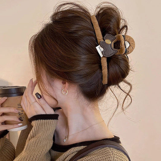 C廠【P95】小狗蝴蝶結頭髮抓夾女高級感2025新氣質秋冬後腦勺髮量大鯊魚夾
 26.01-1